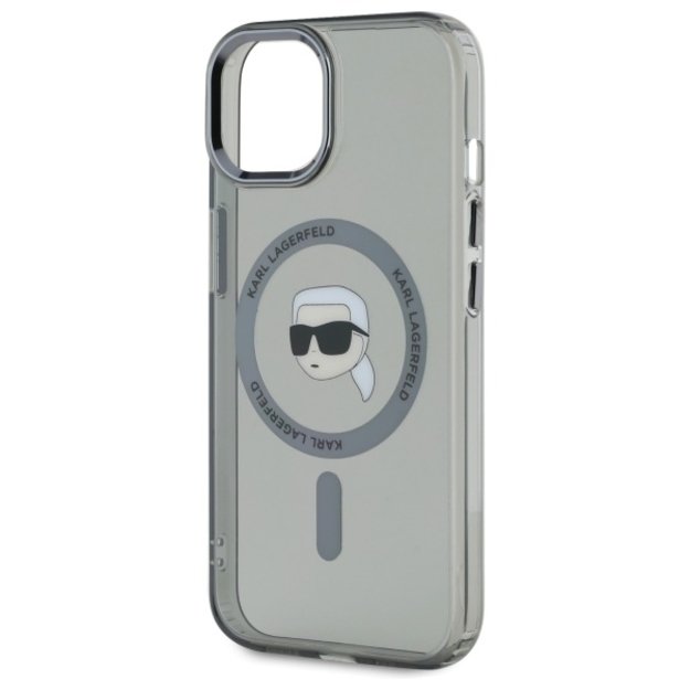 Karl Lagerfeld KLHMP15SHLSKIK iPhone 15 6.1&quot  black/black hardcase IML Metal Karl Head MagSafe 5