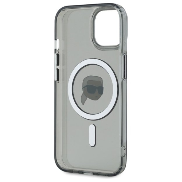 Karl Lagerfeld KLHMP15SHLSKIK iPhone 15 6.1&quot  black/black hardcase IML Metal Karl Head MagSafe 6