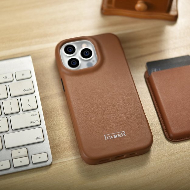 iCarer CE Premium Leather Folio Case iPhone 14 Pro Magnetic Flip Leather Folio Case MagSafe brown (WMI14220714-BN) 25