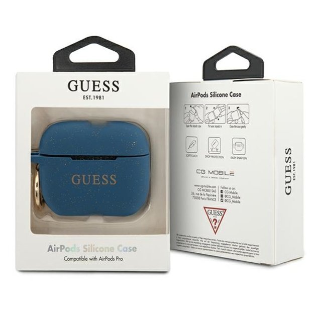 Guess GUACAPSILGLBL AirPods Pro cover blue/blue Silicone Glitter 2
