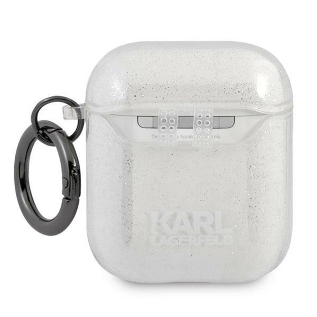 Karl Lagerfeld KLA2UKHGS AirPods cover srebrny/silver Glitter Karl`s Head 1