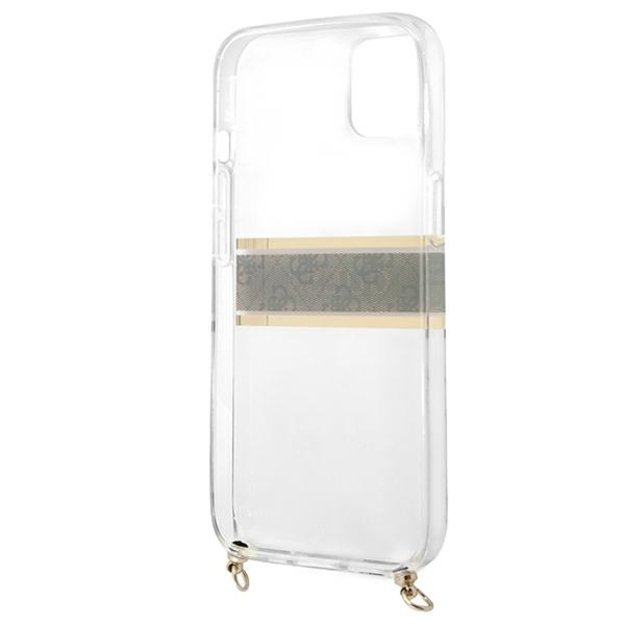 Guess GUHCP13SKC4GBGO iPhone 13 mini 5.4  Transparent hardcase 4G Brown Strap Gold Chain 14