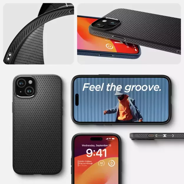 Spigen Liquid Air iPhone 15 Case - Matte Black 14