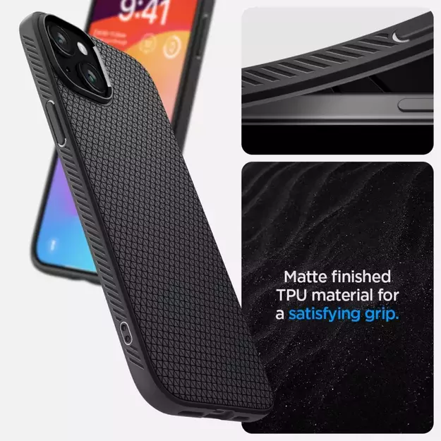 Spigen Liquid Air iPhone 15 Case - Matte Black 11