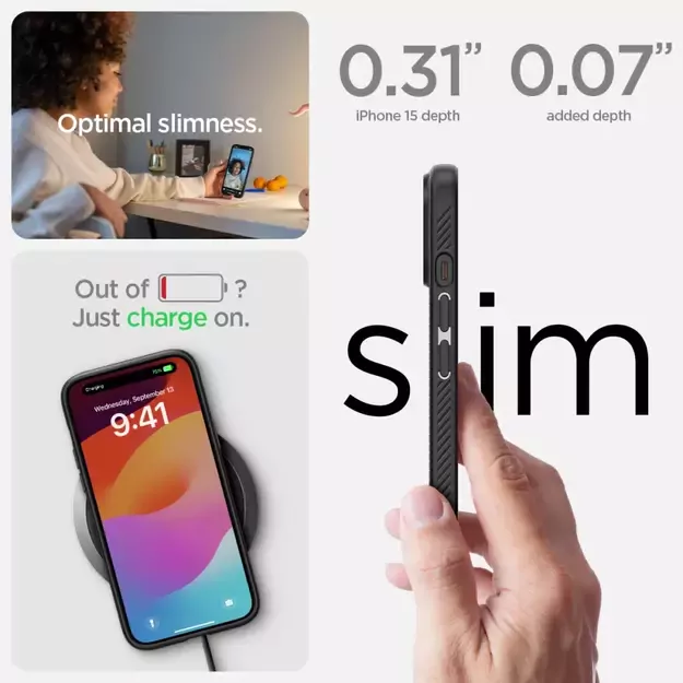Spigen Liquid Air iPhone 15 Case - Matte Black 13