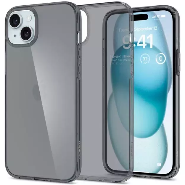 Spigen Crystal Flex iPhone 15 Plus Case - Gray-Transparent 17