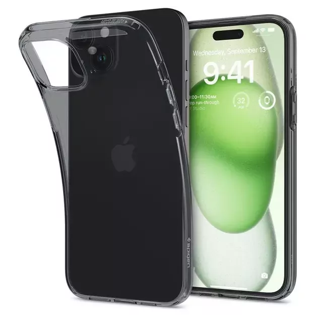 Spigen Crystal Flex iPhone 15 Plus Case - Gray-Transparent 18