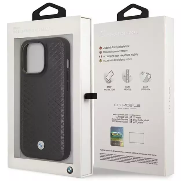 BMW Leather Diamond Pattern case for iPhone 14 Pro - black 6