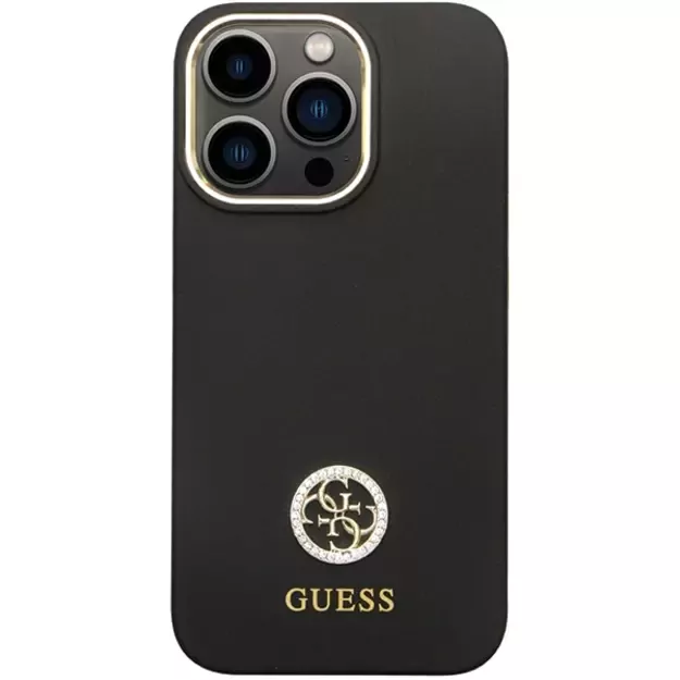 Guess GUHCP13LM4DGPK case for iPhone 13 Pro / 13 - black Silicone Logo Strass 4G 9