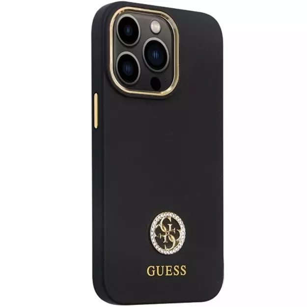 Guess GUHCP13LM4DGPK case for iPhone 13 Pro / 13 - black Silicone Logo Strass 4G 10