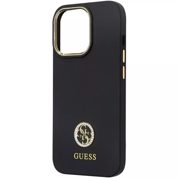 Guess GUHCP13LM4DGPK case for iPhone 13 Pro / 13 - black Silicone Logo Strass 4G 12