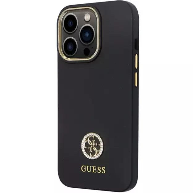 Guess GUHCP13LM4DGPK case for iPhone 13 Pro / 13 - black Silicone Logo Strass 4G 8