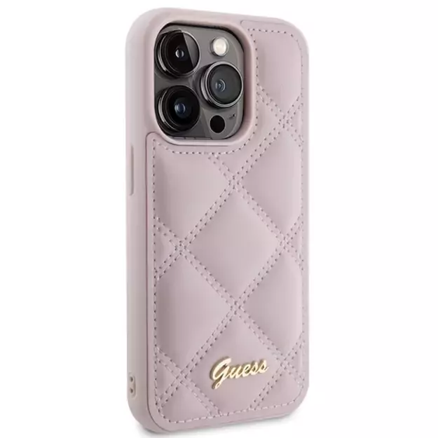 Guess Quilted Metal Logo case for iPhone 15 Pro - pink 3