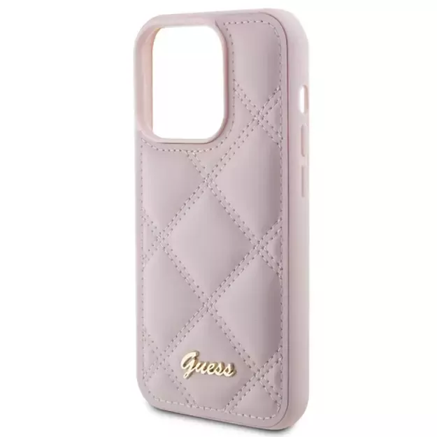 Guess Quilted Metal Logo case for iPhone 15 Pro - pink 5