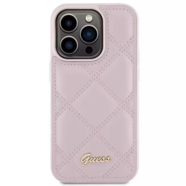 Guess Quilted Metal Logo case for iPhone 15 Pro - pink 2