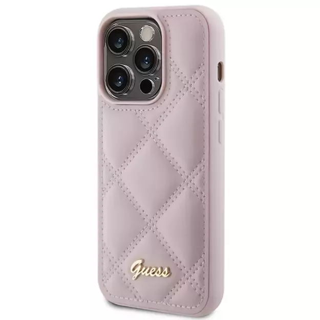 Guess Quilted Metal Logo case for iPhone 15 Pro - pink 1