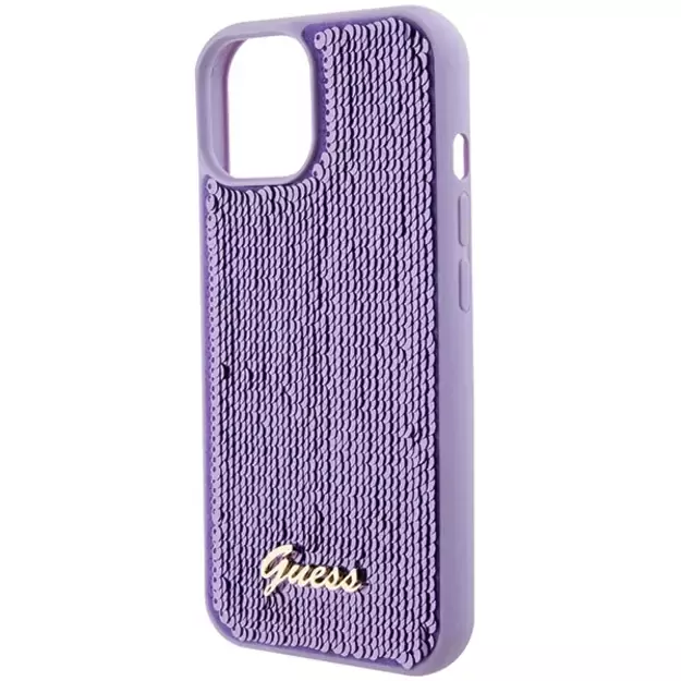 Guess Sequin Script Metal case for iPhone 15 - purple 6