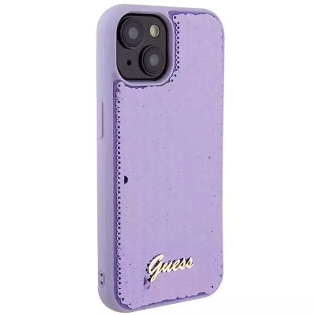 Guess Sequin Script Metal case for iPhone 15 - purple 3