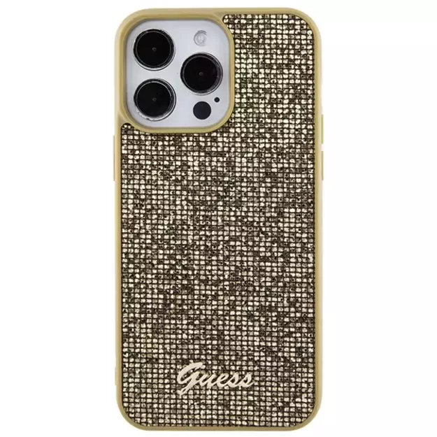 Guess Disco Metal Script case for iPhone 15 Pro Max - gold 13