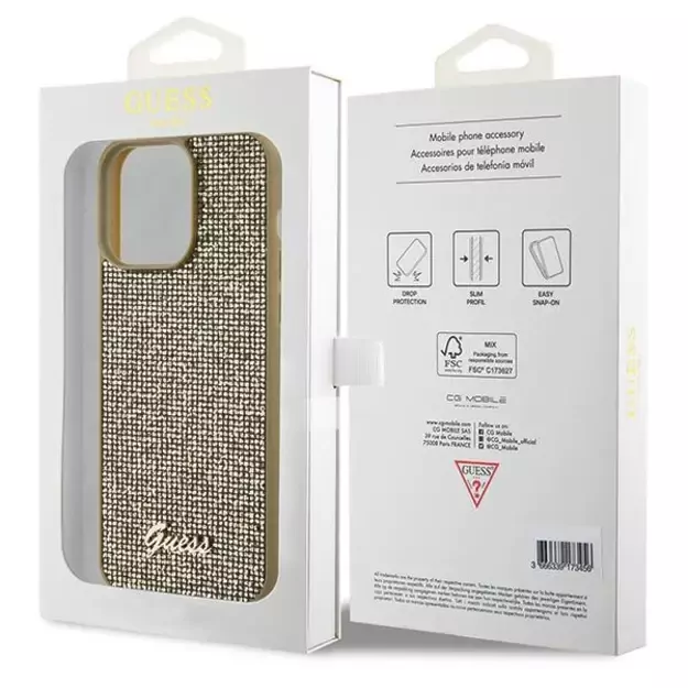Guess Disco Metal Script case for iPhone 15 Pro Max - gold 4