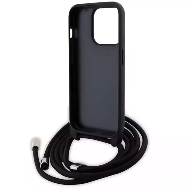 Karl Lagerfeld Crossbody Saffiano Monogram Metal Pin Karl &amp  Choupette Case for iPhone 15 Pro - Black 5