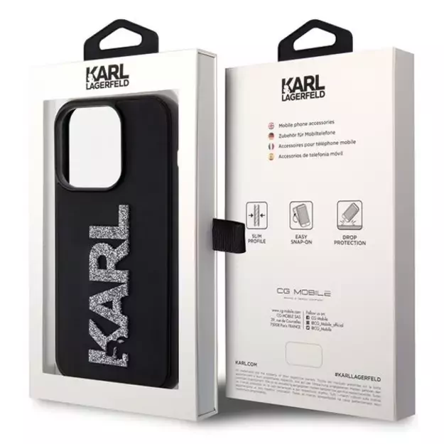 Karl Lagerfeld 3D Rubber Glitter Logo case for iPhone 15 Pro Max - black 7