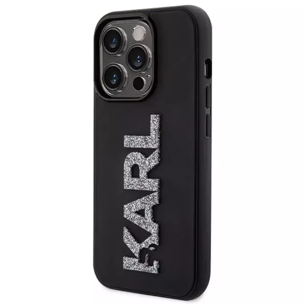 Karl Lagerfeld 3D Rubber Glitter Logo case for iPhone 15 Pro Max - black 1