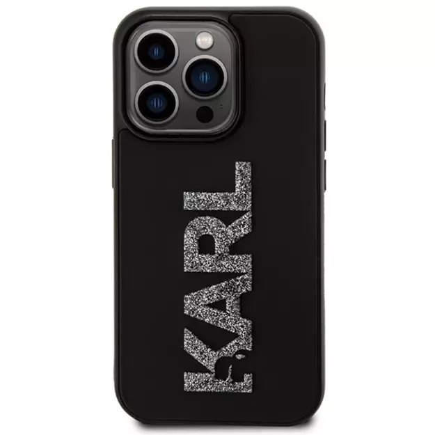 Karl Lagerfeld 3D Rubber Glitter Logo case for iPhone 15 Pro Max - black 2