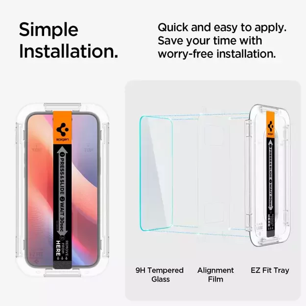 Spigen Glas.tR EZ Fit Tempered Glass for iPhone 15 / 16 12