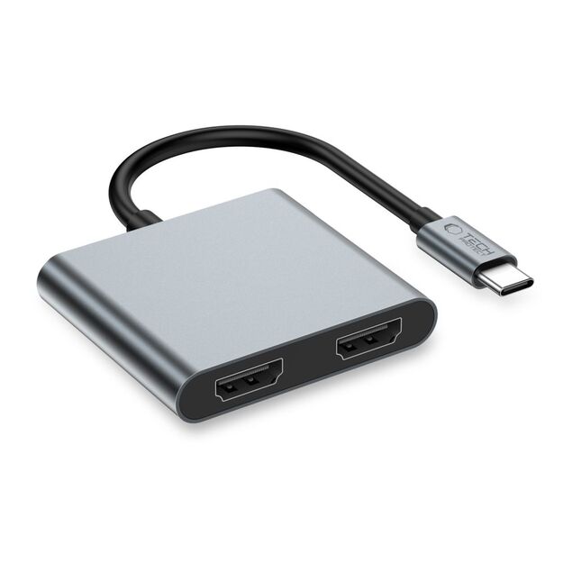 Tech-Protect HB08 4in1 USB-C + USB2.0 + 2 x HDMI 4K 60HZ adapter - gray 1