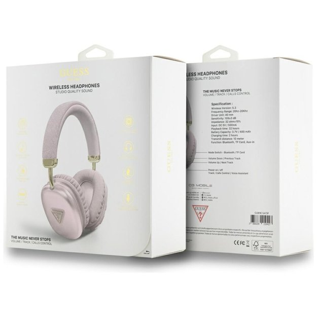 Guess Metallic Triangle Logo Over-Ear Headphones - Pink 3