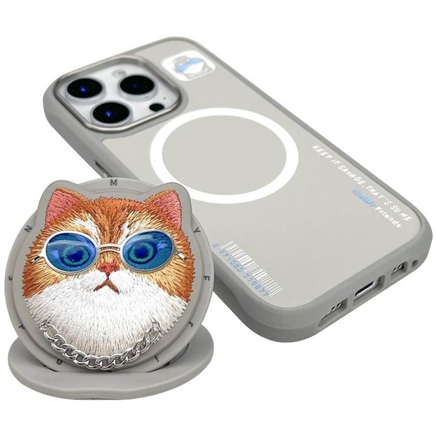 Nimmy Glasses Cool Cat MagSafe Case for iPhone 16 Pro Max - Gray 2