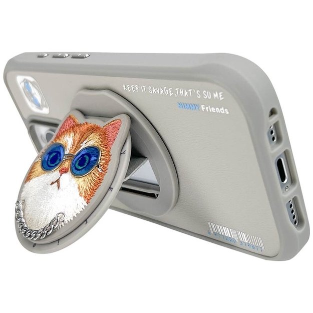 Nimmy Glasses Cool Cat MagSafe Case for iPhone 16 Pro Max - Gray 4