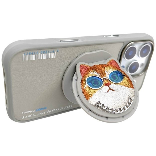 Nimmy Glasses Cool Cat MagSafe Case for iPhone 16 Pro Max - Gray 3