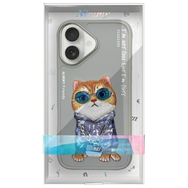 Nimmy Glasses Cool Cat iPhone 16 Case - Gray 9