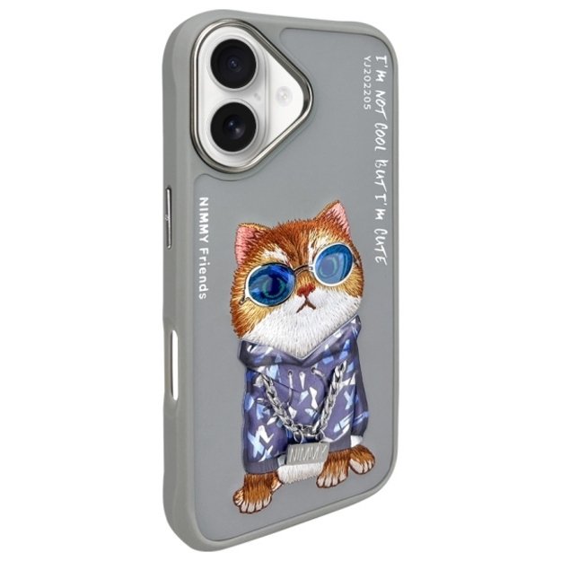 Nimmy Glasses Cool Cat iPhone 16 Case - Gray 1