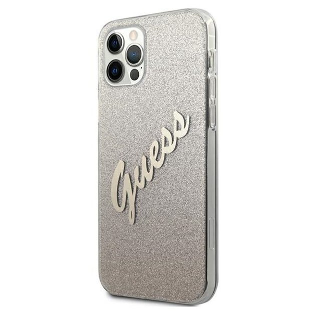 Guess GUHCP12LPCUGLSGO iPhone 12 Pro Max 6.7&quot  gold/gold hardcase Glitter Gradient Script 1