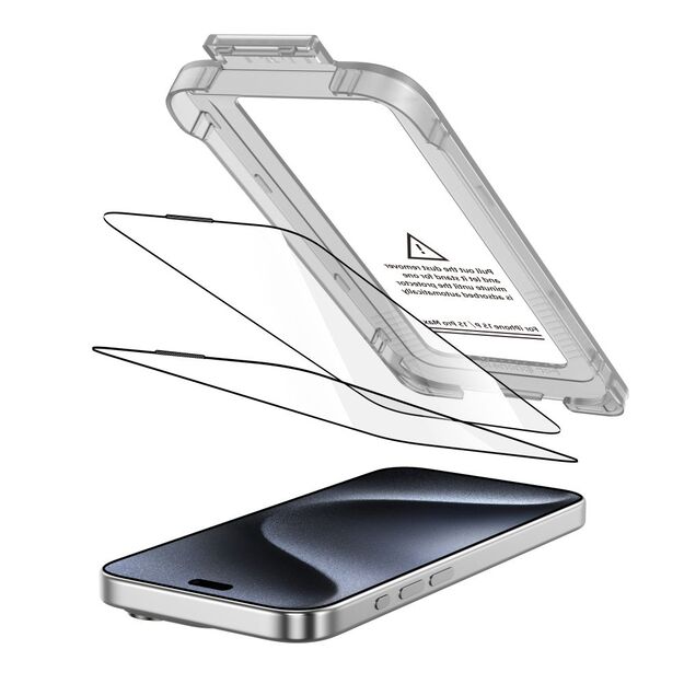 Tech-Protect Quick Set+ 2-pack tempered glass for iPhone 15 Pro Max - black 1
