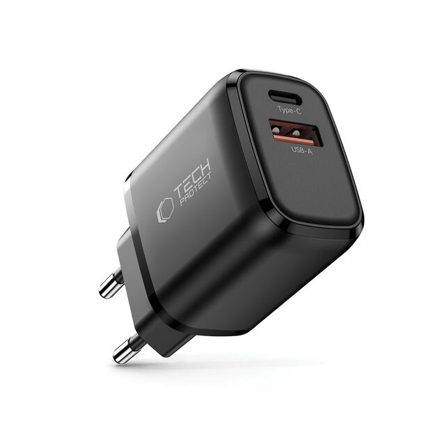 Tech-Protect NCA30 PD 30W / QC3.0 USB-A / USB-C wall charger - black 1