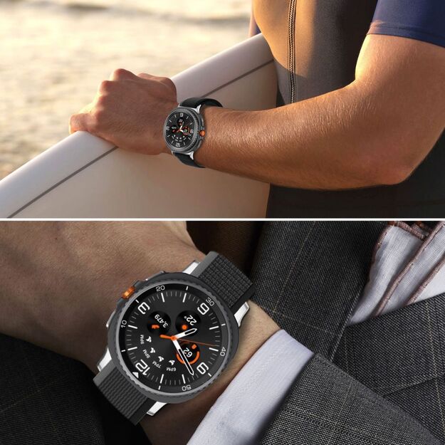 Tech-Protect Nylon Stripe Strap for Samsung Galaxy Watch 40/44/46 mm - Black and Orange 6