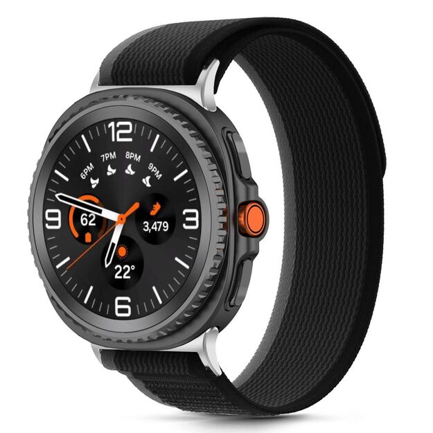 Tech-Protect Nylon Stripe Strap for Samsung Galaxy Watch 40/44/46 mm - Black and Orange 2