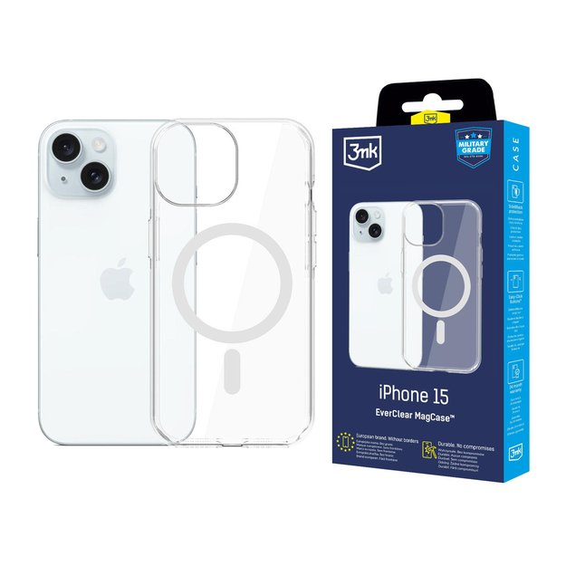 3mk EverClear MagCase for Apple iPhone 15 - transparent
