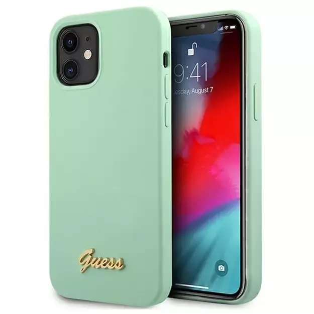 Guess GUHCP12SLSLMGGN iPhone 12 mini 5.4&quot  green/green hardcase Metal Logo Script