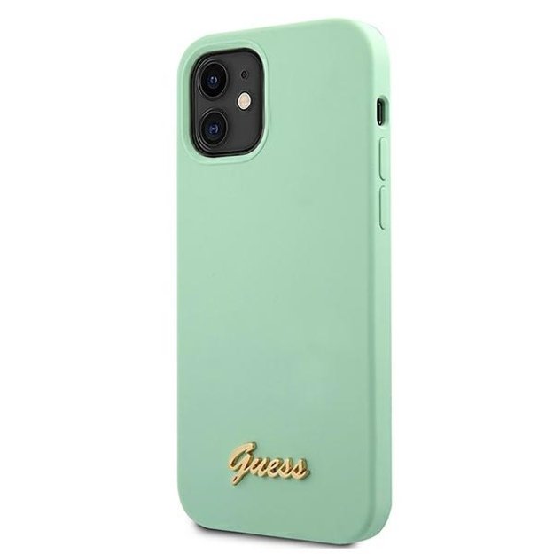 Guess GUHCP12SLSLMGGN iPhone 12 mini 5.4&quot  green/green hardcase Metal Logo Script 1