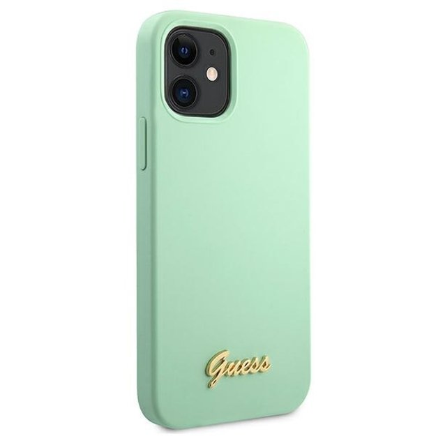 Guess GUHCP12SLSLMGGN iPhone 12 mini 5.4&quot  green/green hardcase Metal Logo Script 3