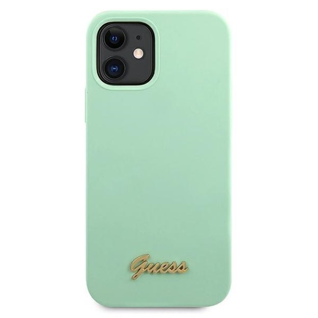 Guess GUHCP12SLSLMGGN iPhone 12 mini 5.4&quot  green/green hardcase Metal Logo Script 2