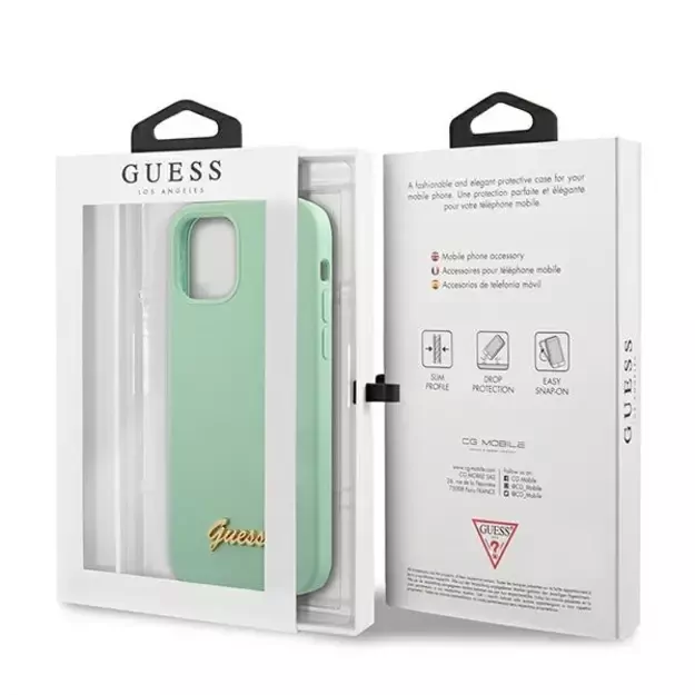 Guess GUHCP12SLSLMGGN iPhone 12 mini 5.4&quot  green/green hardcase Metal Logo Script 14