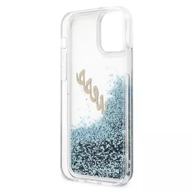 Guess GUHCP12SGLVSBL iPhone 12 mini 5.4&quot  blue/blue hardcase Glitter Vintage Script 6
