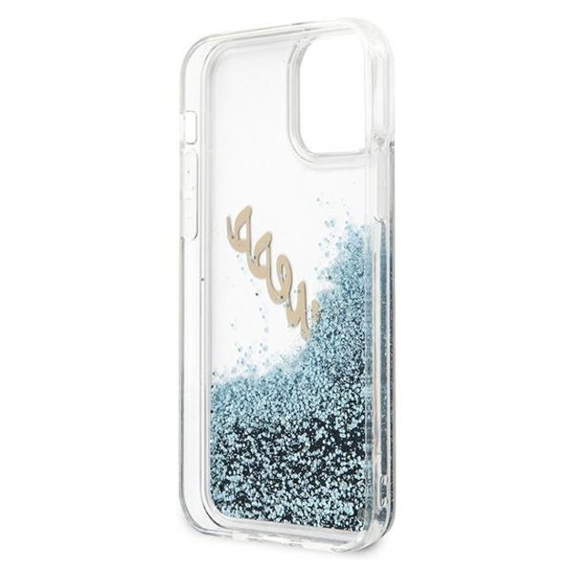 Guess GUHCP12SGLVSBL iPhone 12 mini 5.4&quot  blue/blue hardcase Glitter Vintage Script 13