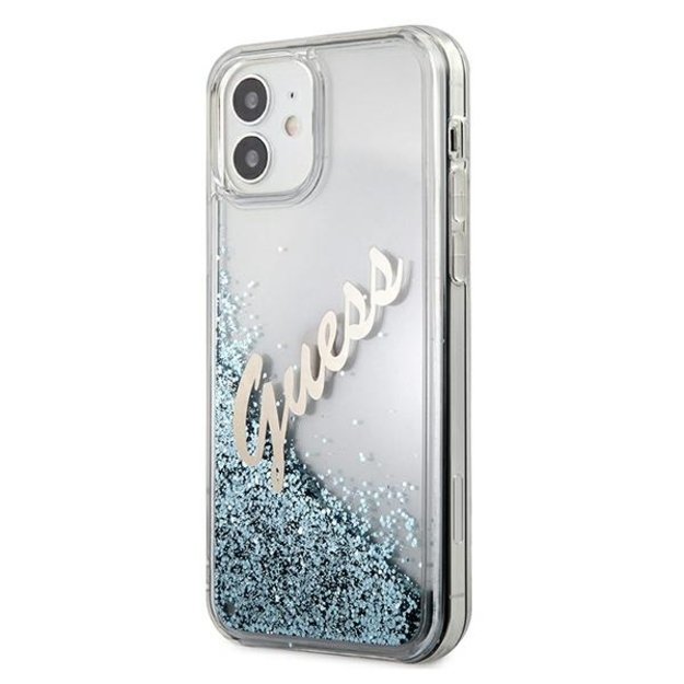 Guess GUHCP12SGLVSBL iPhone 12 mini 5.4&quot  blue/blue hardcase Glitter Vintage Script 8